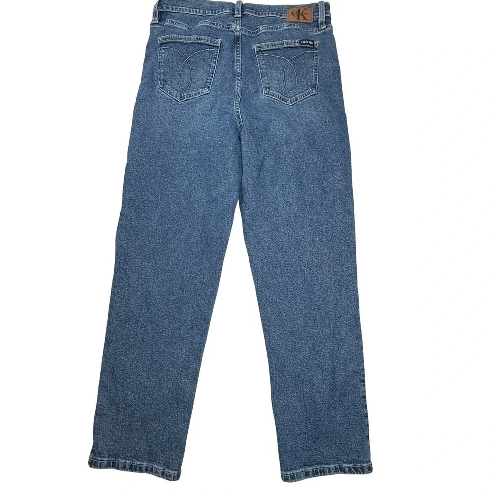 Calvin Klein Women High‎ Rise Straight Leg JeanMedium Wash Blue Size 10 CJMB4845
